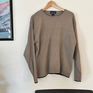 Vintage Galyan’s Tan Ribbed Cotton Crewneck Sweater Mens Knit L